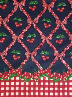 Wow!! How sweet is this rate vintage Daisy Kingdom "vintage gingham cherries" fabric from 1997??? 44" wide and sold by the yard. SO GREAT!! Np1 Vintage Patterns Wallpapers, Aesthetic Red Images, Vintage Cherry Aesthetic, Morute Art, Chapman Aesthetic, Gingham Aesthetic, Peaceful Photos, 1950s Fabric, Vintage Gingham