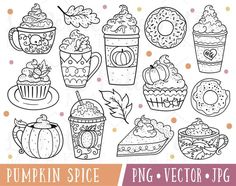 pumpkin spice and cupcakes clipart set for use in the design of paper crafts