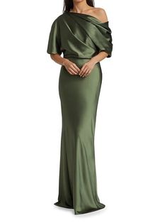 Sheath / Column Mother of the Bride Dress Fall Wedding Guest Party Elegant Off Shoulder Sweep / Brush Train Satin Half Sleeve with Ruching 2023 2023 - US $155.99 Brides Mom Dress, Brides Mom, Fall Wedding Guest, Fall Wedding Guest Dress, One Shoulder Gown, Mother Of Groom Dresses, Elegant Party Dresses, Dress Wedding Guest, Mother Of Groom