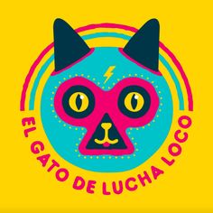 a cat with pink glasses and the words el gato de lucia loco