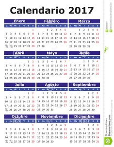 Ilustración acerca Calendario de 2017 vectores en español Fácil para corrija y apliqúese Calendario 2017. Ilustración de viernes, anual, pueda - 63930377 Calendar 2017, Calendar 2018, Printable Calendar Template, Calendar 2020, 2019 Calendar, Print Calendar