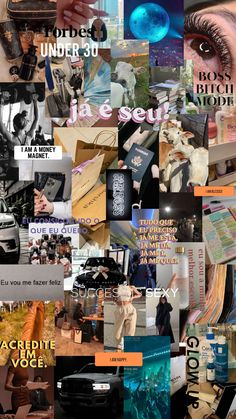 a collage of pictures with people and things in them that are all over the place