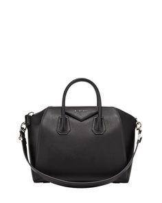 Antigona Medium Leather Satchel Bag, Black  by Givenchy at Bergdorf Goodman. Givenchy Antigona Medium, Givenchy Handbags, Givenchy Antigona, Vegan Purses, Givenchy Bag, Vegan Handbags, Genuine Leather Totes, Vegan Leather Bag, Leather Satchel Bag