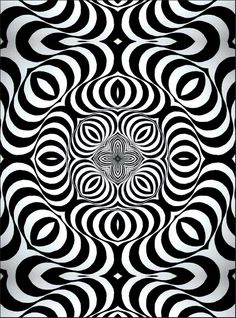 an abstract black and white pattern with wavy lines in the center, forming a spiral design