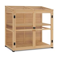 the saunage is made out of wood and has three shelves