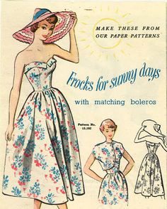 Bolero Pattern, 1950s Sewing Patterns, Strapless Sundress, Vintage Fashion 1950s, Scale Pattern, Fashion 1950s