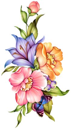 colorful flowers on a white background