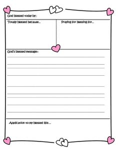 a printable prayer card with hearts on it