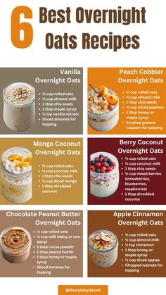 Try out these healthy overnight oat recipes with yogurt in 5 minutes! You'll find vanilla overnight oats with yogurt, strawberry overnight oats with yogurt, mango overnight oats with yogurt, apple cinnamon overnight oats with yogurt, coffee overnight oats with yogurt, and chocolate peanut butter overnight oats recipes are so delicious! 10 Best Overnight Oats, Healthy Oatmeal Meal Prep, Overnight Oats And Yogurt, Overnight Oat Breakfast, Overnight Oats Fruit Recipe, Overnight Oats Add Ins, Overnight Oats Sweet Potato, Overnight Vanilla Oats, Overnight Oats For Gerd