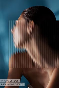 a woman's head is shown with lines coming out of her body and behind it, the text ditto effect psd smart object