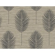 an image of a wallpaper with palm leaves on the side and grey lines in the middle