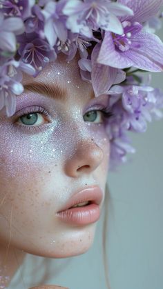 Mystical Fairy Makeup, Fairy Editorial, Purple Fairy Makeup, Fairytale Makeup, Whimsical Makeup Fairies, Fairy Model Photography, Disney Quote Wallpaper, Rainbow Eye Makeup, Fairy Makeup Editorial