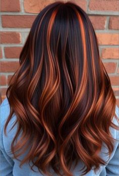 Hair Color Ideas 2024 Summer, Auburn And Black Hair, Red Hair Color Ideas For Brunettes, Brown Hair With Orange Highlights, Cinnamon Spice Hair Color, Hair Color Ideas For Brunettes For Fall, Brown And Orange Hair, Wendy Hair, Dark Fall Hair Colors