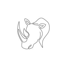 a single line drawing of a rhino's head