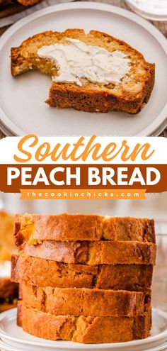 this southern peach bread is made with fresh peaches and topped with sour cream