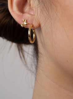 En Route Jewelry, Simple Hoop Earrings, Star Earrings Stud, 가을 패션