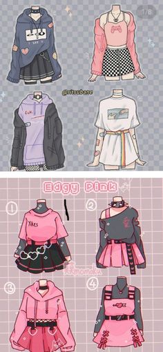 the different types of clothes are shown in three separate pictures, each with an individual's name on them