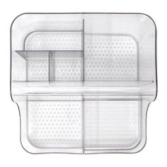 a clear plastic tray with two compartments