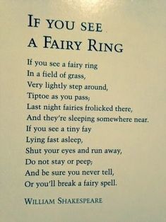 the poem if you see a fairy ring