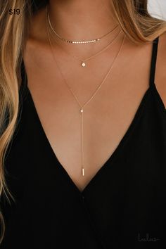 The Lulus Coretta Layered Gold Necklace is here to make your outfit perfect! Three layers of dainty gold chains, embellished with a row of round charms, a circle charm, and a drop chain embellished with a single rhinestone and bar charm, all come together to create a simple yet sweet look. Lobster clasp closure. Shortest chain measures 13. 5" long with a 3" extender chain. Longest chain measures 20" long. Drop measures 4". Man Made Materials. Imported. Lulus | Coretta Layered Gold Necklace. Gold Prom Jewelry Necklace, Jewlerie Aesthetic Gold And Silver, Bridesmaid Jewelry Ideas, Layered Gold Necklace, Gold Necklace Wedding, Bridal Necklace Designs, Make Your Outfit, Glamour Nails, Diy Jewelry Necklace