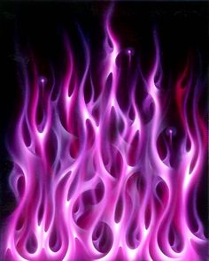 purple flames are glowing in the dark