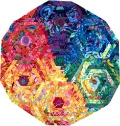 an image of a multicolored pattern on a round object that looks like hexagonals