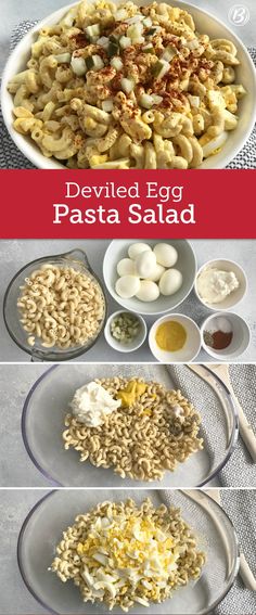 the steps to make deviled egg pasta salad