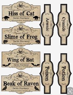 an assortment of labels for different types of items