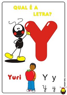 the letter y is for y, with an antelope holding a red heart