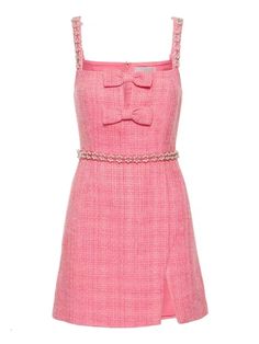 Pink Bow Detail Tweed Dress | Somi Pink XL Kpop Dress, Self Portrait Dress, Tweed Dress, Mode Inspo, Pink Mini Dresses, Mini Dress With Sleeves, Self Portrait, Pretty Dresses, Fashion Inspo Outfits