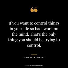 a quote from elizabeth giesby about control things in your life so bad, work on the mind that's the only thing you should be trying to control