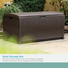 the deck storage box is shown in this brochure