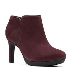 PRICES MAY VARY. With its ankle boot-inspired upper, soft toe shape and straightened heel, Clarks Ambyr Gem has a refined, modern look Soft burgundy suede upper Ultimate Comfort PU foam footbed delivers lasting cushioning Stretch panel and zip fastening offer easy on/off Durable and grippy TPR sole assures confident steps Burgundy Ankle Boot Heels For Winter, Elegant Burgundy Heeled Boots For Winter, Elegant Burgundy Ankle-high Boots, Elegant Burgundy Ankle Boots, Elegant Burgundy Heels For Winter, Burgundy Heels For Workwear In Fall, Chic Burgundy Ankle Boots, Elegant Burgundy Ankle Boot Heels, Burgundy Ankle Boot Heels For Formal Occasions