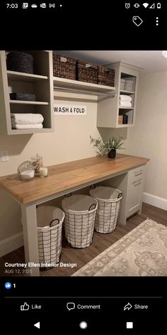 the laundry room is clean and ready to be used as a storage area for clothes