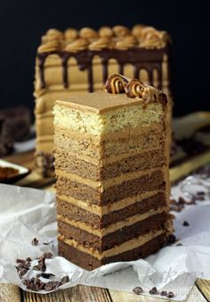 a piece of cake sitting on top of a wooden table