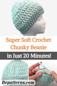 the crochet chunk beanie in just 20 minutes is so easy to make