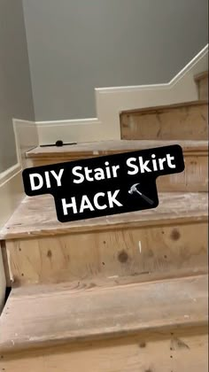 Cheap Staircase Makeover, Staircase Carpet To Wood, Bare Stairs Ideas, How To Trim Staircase, Stairway Redo Ideas, Subfloor Stairs, Easy Stairs Diy, Baseboards On Stairs, No Slip Stairs Ideas