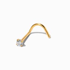 A touch of sparkle is easy to obtain with this cubic zirconia beauty! The titanium post is gold plated and has a square-shaped stud. Finish: 18kt gold plated Size: 20G/0.8mm Diameter: 2MM Closure: Curved post Material: Titanium, Cubic zirconia - Claire's 18kt Gold Plated Titanium Cubic Zirconia 20G Nose Stud Eyebrow Rings, Lip Jewelry, Sensitive Ears Earrings, Word Bracelet, Jewelry Words, Nose Stud, Fashion Accessories Jewelry, Hair Accessories Headbands, Sunglass Frames