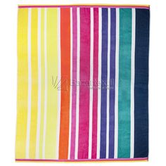 a multicolored towel with stripes on the front and back, in different colors