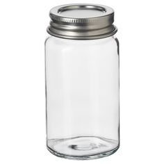 a glass jar with a metal lid