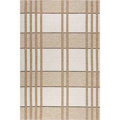 an area rug with beige and white squares on it, in front of a white background