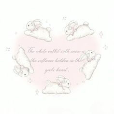 three white sheep laying in the shape of a heart with a quote on it's side