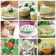 there are many pictures of different desserts on this page, including cookies and cupcakes