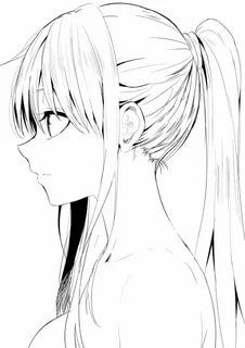 Anime Side View, Hair Side View, Side Face Drawing, Ponytail Drawing, Side View Drawing, Girl Hair Drawing, Profile Drawing, Manga Hair, 얼굴 드로잉