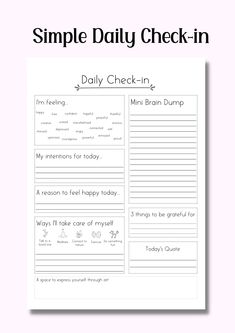 a simple daily check - in form with the text, simple daily check - in