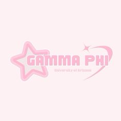 the logo for gamma phi university of arizona, with pink stars and white letters