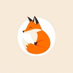 an orange fox sitting in a white circle