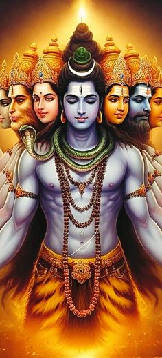 the avatar of lord rama with five avatars in his body and four heads on each side