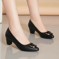 Product Description * Condition:  Womens Formal Ol Block Heels Pointy Toe Pu Leather Slip On Pumps Court Shoes * Color：black * Package：1 pair shoes （Without accessories） Heel height: about 5cm Please note: 1.If your feet are wide, please order size up. 2.The color maybe a little difference because of the light,screen reflection etc.     Shipping 1. Your Item(s) will be shipped within 5-15 business days once payment received. 2. Standard shipping to US/UK,you may can get it in 10-20 Business days Comfortable Pumps For Work, Ladies Formal Shoes, Business Attire Shoes For Women, School Shoes For Women, Work High Heels, Formal Shoes Women, Casual Office Shoes, Office Shoes Women, Pointy Toe Shoes