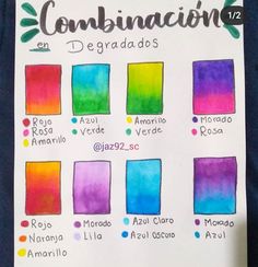 a hand holding up a paper with different colors on it and the words comunicion de